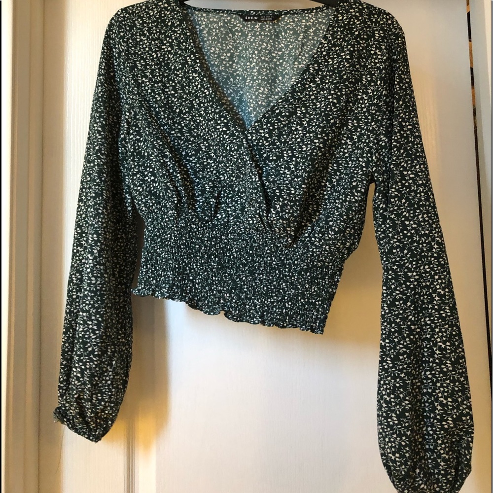 3 for $20 Shein peplum green floral top sz Med